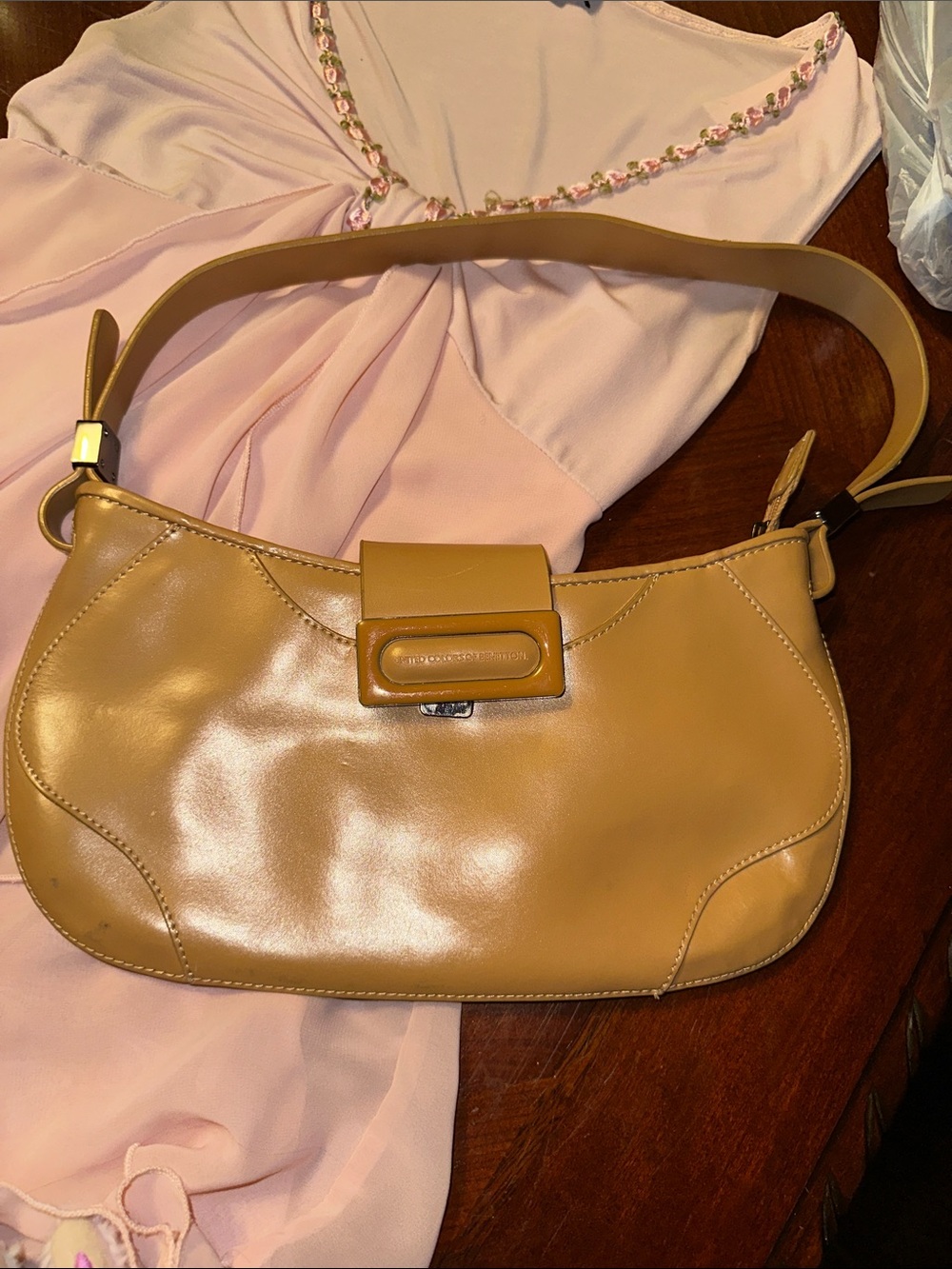 United Colors Of Benetton Camel Leather Shoulder Bag